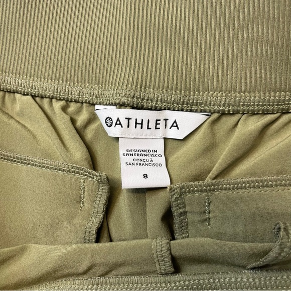 Athleta Brooklyn Mid Rise Ankle Pant Moss Olive Green Ribbed Textured, size 8 - Picture 11 of 16